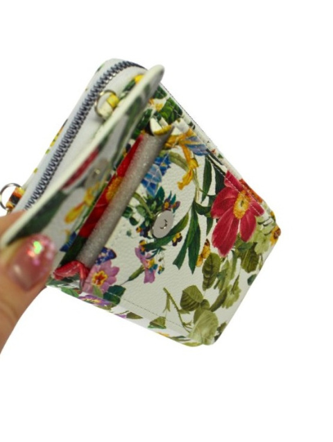 Damski Pionowy Portfel Na Pasku Jessica z Funkcją Torebki K-3300 Motyw Czerwony Portfelo-Torebka 20 x 12 x 6 [cm]