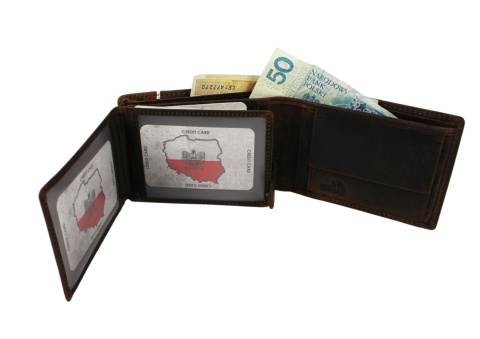 Portfel Męski ROVICKY Skóra Licowa Poziomy Dwa Skrzydełka N992A-H/ 3223 RFID ,,GODŁO,, BRĄZOWY 12.5 x 9 x 2 [cm]