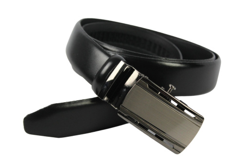 Wizytowy Pasek Skórzany 30 mm COMPLEX (PL) Pełna Klamra AUTOMAT/ZĄBEK Garnitur CZARNY Zaokrąglony AZ30/KAZ82