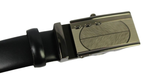 Wizytowy Pasek Skórzany 30 mm COMPLEX (PL) Pełna Klamra AUTOMAT/ZĄBEK Garnitur CZARNY Zaokrąglony AZ30/KAZ83