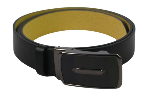 Wizytowy Pasek Skórzany 35 mm PAS-MAX (PL) Pełna Klamra AUTOMAT/SAMOZACISK Garnitur CZARNY ASZ35/KASZ65