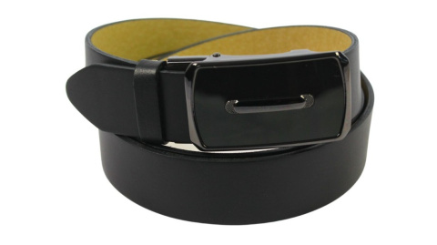 Wizytowy Pasek Skórzany 35 mm PAS-MAX (PL) Pełna Klamra AUTOMAT/SAMOZACISK Garnitur CZARNY ASZ35/KASZ65