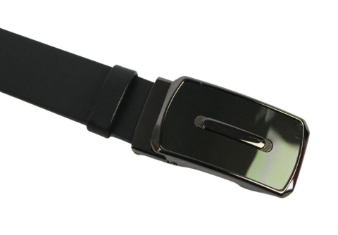Wizytowy Pasek Skórzany 35 mm PAS-MAX (PL) Pełna Klamra AUTOMAT/SAMOZACISK Garnitur CZARNY ASZ35/KASZ65