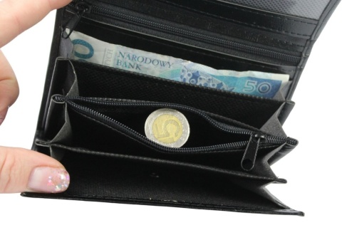 Klasyczny Portfel Damski CIEMNA WIŚNIA HARO (PL) Poziomy Mały Skóra Włoska 14 x 9 [cm]