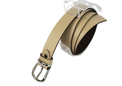 Pasek Damski Skórzany Gładki Arucce (PL) 30 mm Skóra Licowa CAPPUCINO