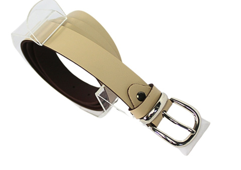 Pasek Damski Skórzany Gładki Arucce (PL) 30 mm Skóra Licowa CAPPUCINO