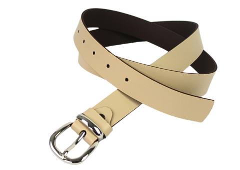 Pasek Damski Skórzany Gładki Arucce (PL) 30 mm Skóra Licowa CAPPUCINO