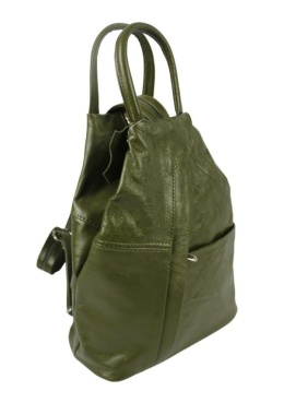 Plecak Skórzany PolskaGalanteria (PL) JOANNA Skóra Naturalna Licowa Gładka OLIWKOWY Połysk