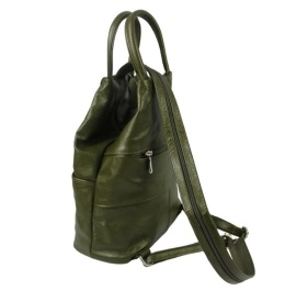 Plecak Skórzany PolskaGalanteria (PL) JOANNA Skóra Naturalna Licowa Gładka OLIWKOWY Połysk