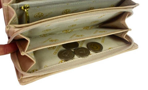 Portfel Damski GREGORIO HL-106 Długi Max Suwak RIFD Skóra Naturalna BEŻOWY 19,5 x 10 x 4 [cm]