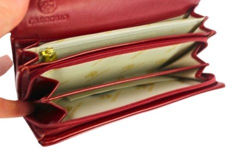 Portfel Damski GREGORIO HL-106 Długi Max Suwak RIFD Skóra Naturalna CZERWONY 19,5 x 10 x 4 [cm]