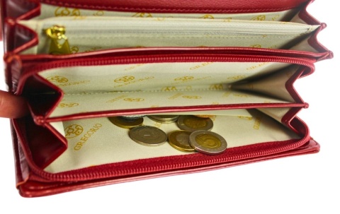 Portfel Damski GREGORIO HL-106 Długi Max Suwak RIFD Skóra Naturalna CZERWONY 19,5 x 10 x 4 [cm]