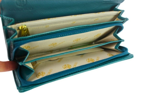 Portfel Damski GREGORIO HL-106 Długi Max Suwak RIFD Skóra Naturalna MORSKI 19,5 x 10 x 4 [cm]