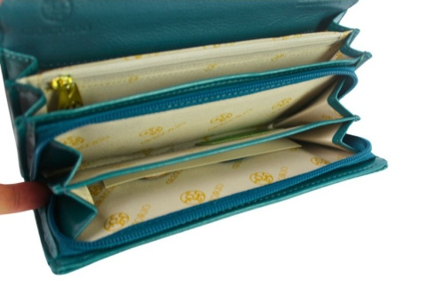 Portfel Damski GREGORIO HL-106 Długi Max Suwak RIFD Skóra Naturalna MORSKI 19,5 x 10 x 4 [cm]