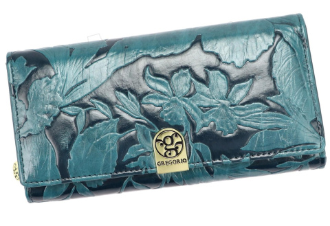 Portfel Damski GREGORIO HL-106 Długi Max Suwak RIFD Skóra Naturalna MORSKI 19,5 x 10 x 4 [cm]