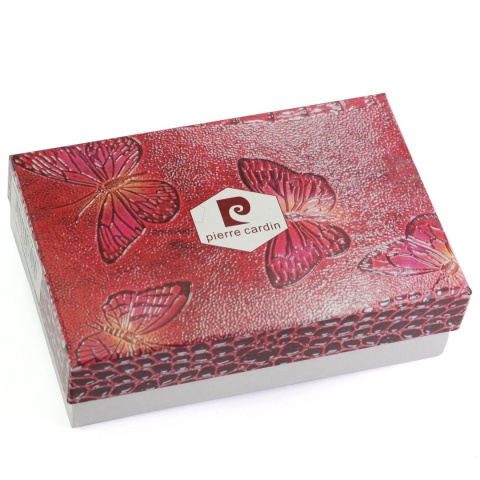 Portfel Damski PIERRE CARDIN Długi Skóra Włoska Lakierowana Klamra 8671 CZERWONY 18,5 x 9,5 x 3,5 [cm]