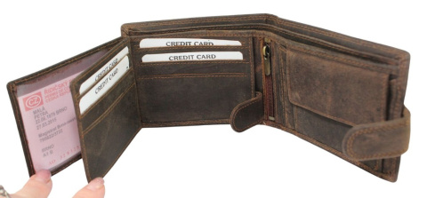 Portfel Męski PolskaGalanteria(PL) Skóra Licowa Duży Poziomy Z Zapinką Dwa Skrzydełka ''MOTYW TRAKTOR'' 895