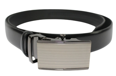 Wizytowy Pasek Skórzany 30 mm PolskaGalanteria (PL) Pełna Klamra AUTOMAT/ZĄBEK Garnitur CZARNY Zaokrąglony AZ30/KAZ86