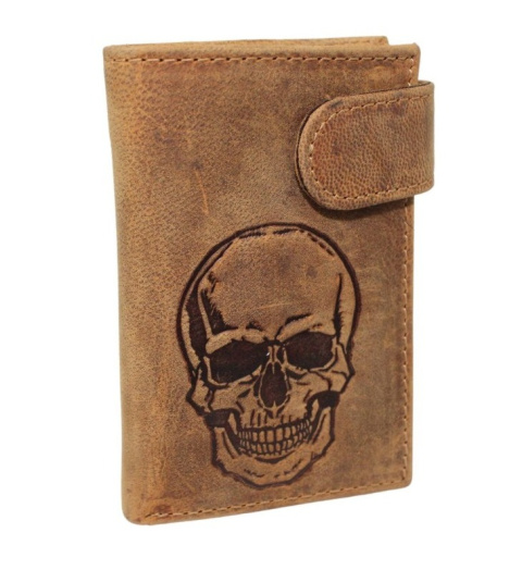 Etui Na Karty Dokumenty Wizytownik Pionowy Skóra Naturalna RIFD VS IN-1092 MARRONE CZASZKA 10,5 x 7,5 x 2,5  [cm]