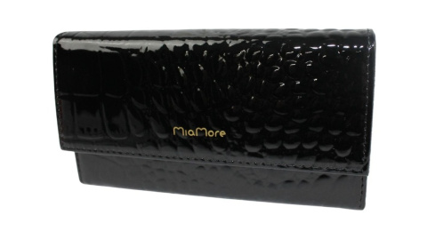 Etui Na Smartfona iPhone 12 Pro Zamykane Mia More M1782-2 Czarny Lakierowny Skóra Naturalna 15,5 x 8 x 3 [cm]
