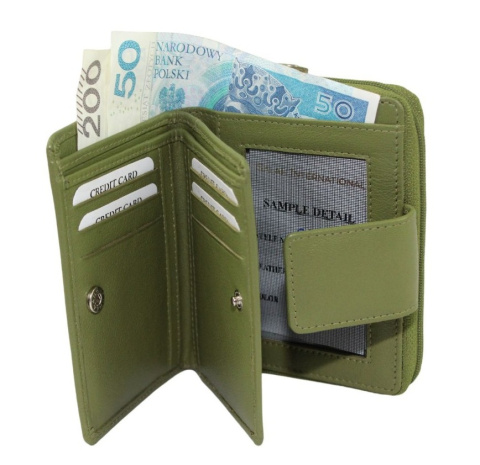 Portfel Damski Skórzany PolskaGalanteria.pl Skóra Licowa Z Suwakiem Na Zewnątrz SL-1573 14 x 11 x 4 [cm]