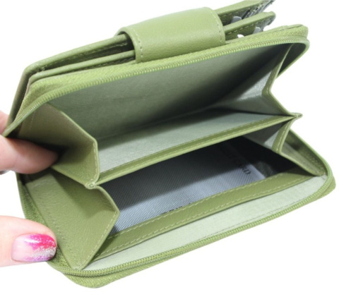 Portfel Damski Skórzany PolskaGalanteria.pl Skóra Licowa Z Suwakiem Na Zewnątrz SL-1573 14 x 11 x 4 [cm]