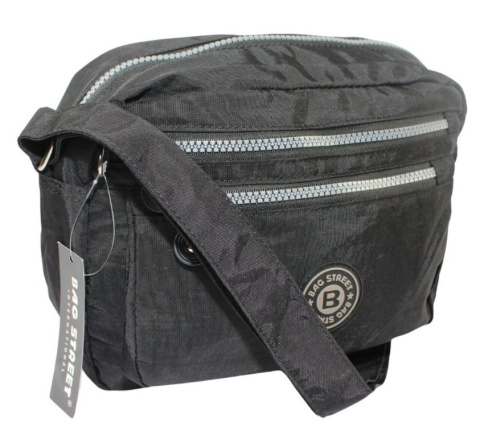 Stylowa Lekka Materiałowa Torba Kresz Wodoodporna Pozioma Średnia Na Ramię Bag Street NR 2245 CZARNY 28 x 19 x 12 [cm]