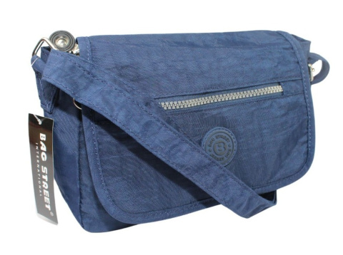 Stylowa Lekka Materiałowa Torba Pozioma Średnia Na Ramię Bag Street NR 2246 GRANATOWY 26 x 18 x 12 [cm]