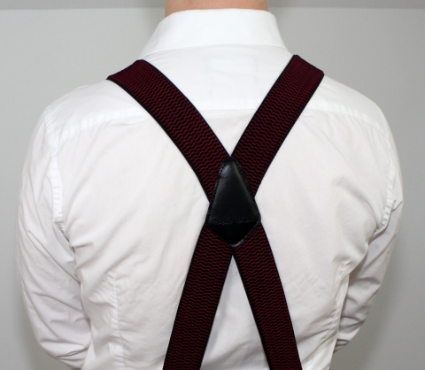 Szelki Do Spodni Polska Galanteria (PL) Z Materiału Regulowane Podwójne Typ X BORDOWE