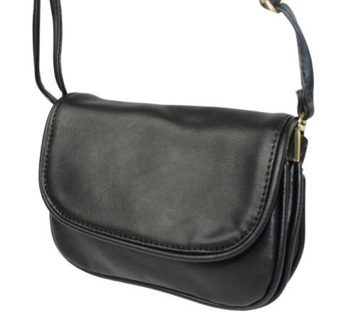 Torebka Ze Skóry Naturalnej Cielęcej Bag Street 835 Listonoszka CZARNA