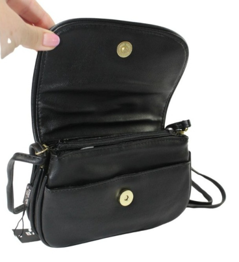 Torebka Ze Skóry Naturalnej Cielęcej Bag Street 835 Listonoszka CZARNA