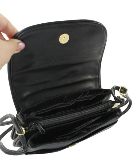 Torebka Ze Skóry Naturalnej Cielęcej Bag Street 835 Listonoszka CZARNA