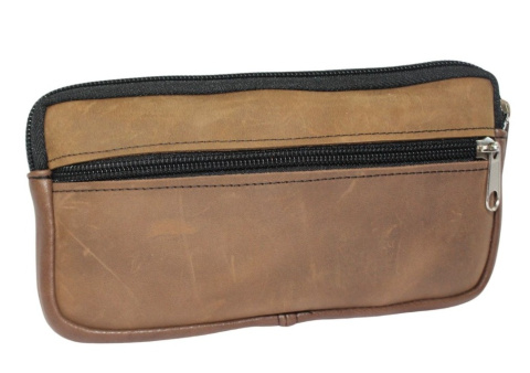 Skórzana Saszetka Na Pasek Z Suwakiem Polska Galanteria (PL) CAPPUCCINO MAZANA 18,5 x 11 x 2 [cm]