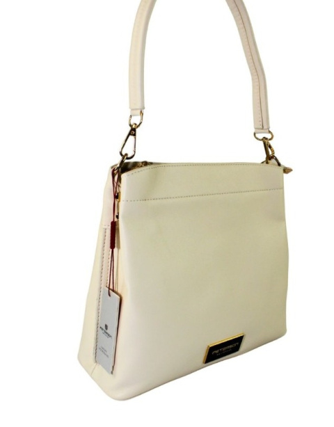 Torebka Z Ekologicznej Skóry Włoskiej PETERSON 9993 Z Podwójnym Paskiem BIAŁA 25 x 28 x 10 [cm]