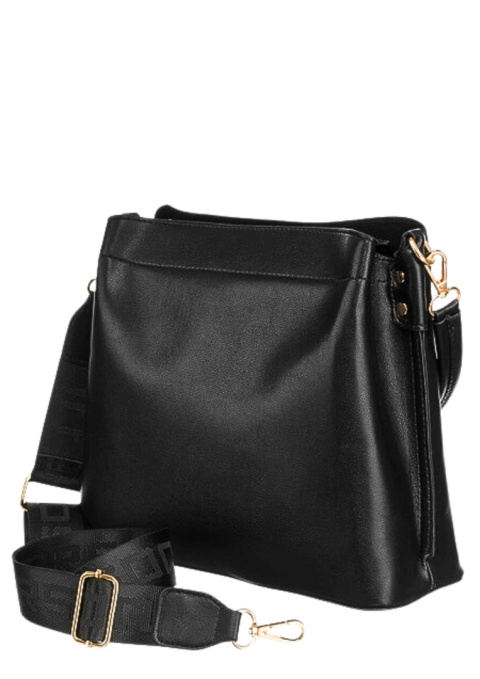 Torebka Z Ekologicznej Skóry Włoskiej PETERSON 9993 Z Podwójnym Paskiem CZARNA 25 x 28 x 10 [cm]