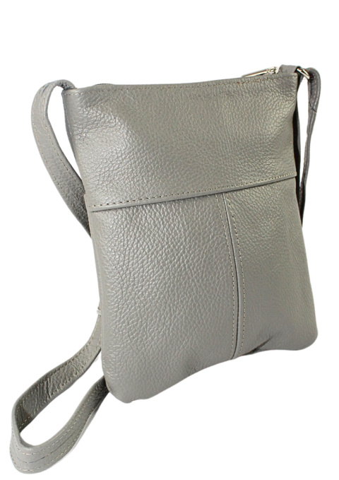 Torebka Skórzana MAGRE (PL) MEGI Mała Listonoszka Skóra Naturalna JASNA POPIELATA