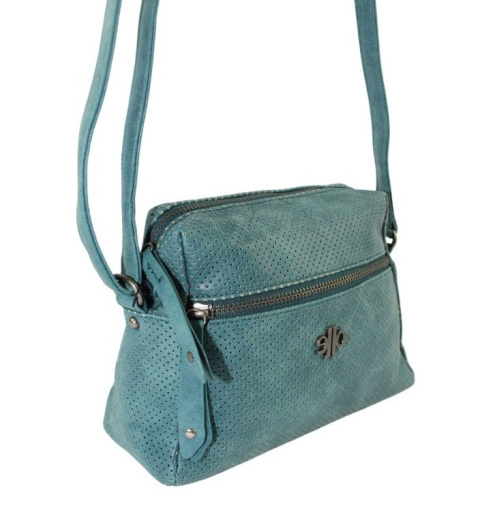 Stylowa Torebka Jennifer Jones Ze Skóry Włoskiej Ekologicznej 3454 MORSKA 22 x 16 x 7 [cm]