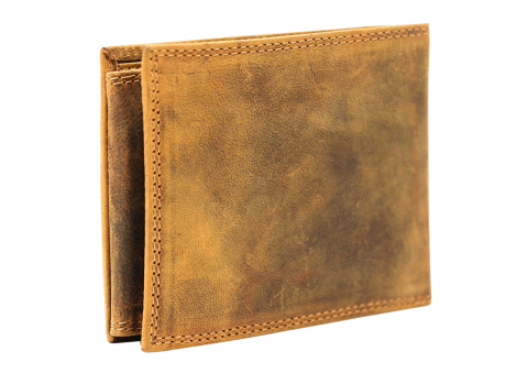 Portfel Męski Skórzany Polska Galanteria (PL) Skóra Licowa Duży Poziomy IN-1102 ,,CZASZKA,, BRĄZOWY 12 x 9,5 x 2 [cm]