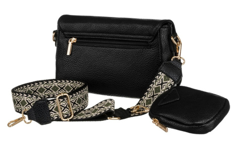 Torebka Z Ekologicznej Skóry Włoskiej Peterson R-KP-03-F19 CZARNA Z Klapką 23 x 17 x 7 [cm]