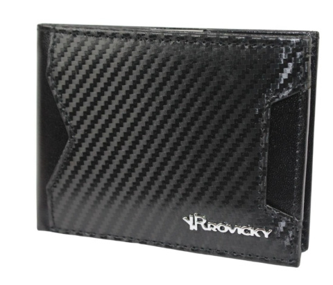 Portfel Męski ROVICKY Skóra Licowa Mały Poziomy Spinacz R-RM-21-GCL-CF RFID CZARNY 10,5 x 8 x 2 [cm]