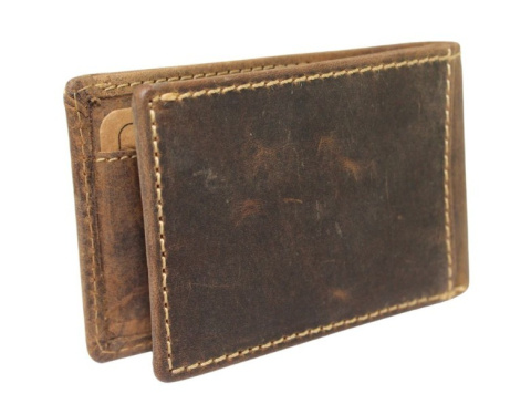 Portfel Męski Skórzany Jennifer Jones Skóra Licowa Mały Poziomy Bez Zapięcia 5493 RFID BRĄZOWY 10 x 6,5 x 2 [cm]