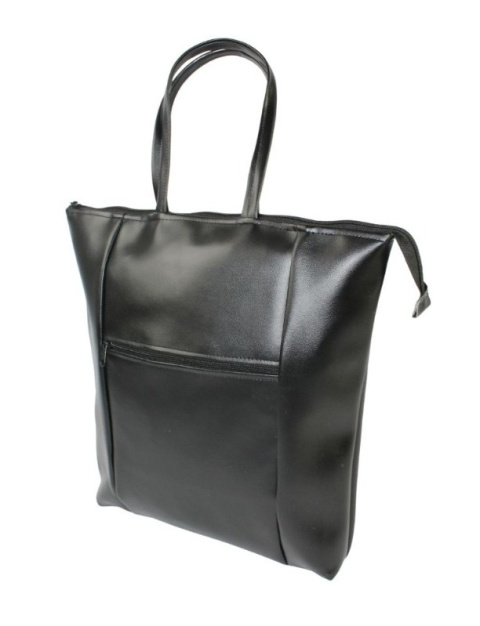 Torebka Na Zakupy Antoszczyk (PL) MARTA Ze Skóry Włoskiej Model Duży 41 x 38 x 8 [cm] CZARNY Połysk