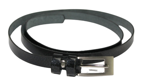 Pasek Damski Skórzany Gładki GRETOS (PL) 15 mm CZARNY LAKIEROWANY