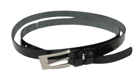 Pasek Damski Skórzany Gładki GRETOS (PL) 15 mm CZARNY LAKIEROWANY