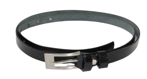 Pasek Damski Skórzany Gładki GRETOS (PL) 15 mm CZARNY LAKIEROWANY