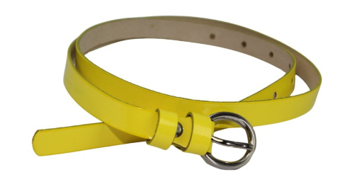 Pasek Damski Skórzany Gładki GRETOS (PL) 15 mm ŻÓŁTY LAKIEROWANY