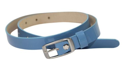 Pasek Damski Skórzany Gładki GRETOS (PL) 20 mm BŁĘKITNY LAKIEROWANY