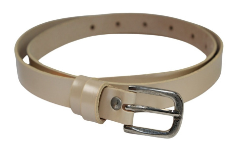 Pasek Damski Skórzany Gładki GRETOS (PL) 20 mm KREMOWY LAKIEROWANY