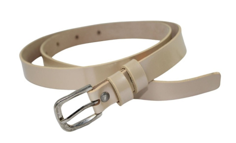 Pasek Damski Skórzany Gładki GRETOS (PL) 20 mm KREMOWY LAKIEROWANY