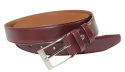 Pasek Męski Skórzany GRETOS (PL) BORDOWY Szyty Cienką Nitką Skóra Licowa 35 mm